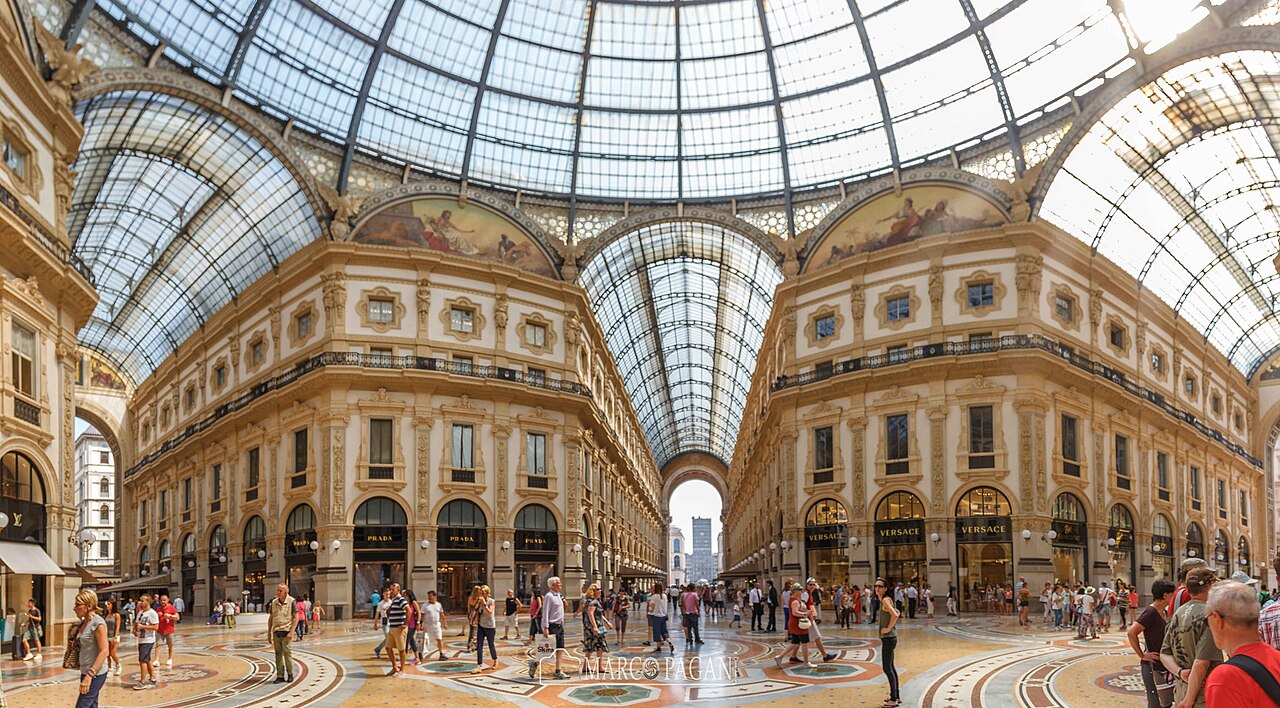 Interior arcade view of Galleria Vittorio Emanuele II