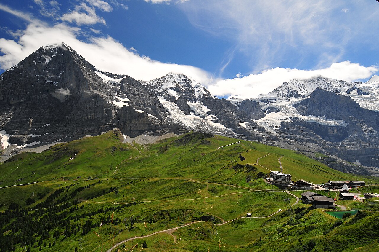 Kleine Scheidegg pass with high alpine scenery