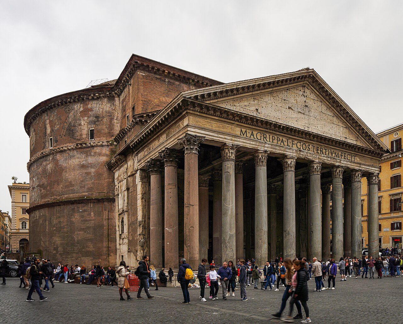 The Pantheon facade in Rome