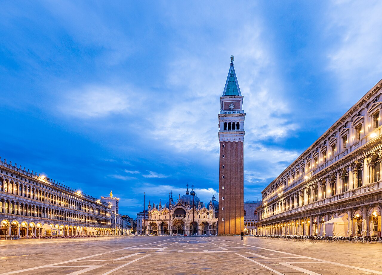 St. Mark's Square in Venice lit with architectural drama