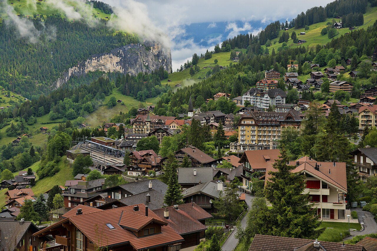 Wengen village with mountain backdrop